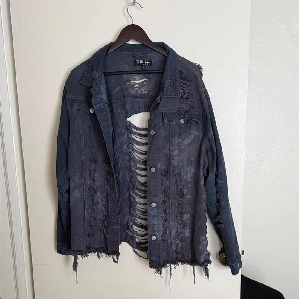 Thrill Dark Blue Distressed Jacket
